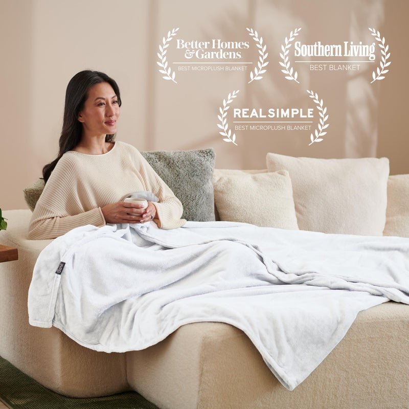 Bare Home Fleece Blanket - Full/Queen - Ultra-Soft Lightweight for Bed, Sofa, and Couch - Luxury Microplush - Cozy Warm Blanket (Full/Queen, White) - Image 5